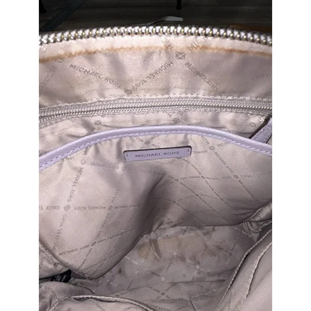 MICHAEL KORS Large EMMY Leather Backpack bag purse Lilac Purple With Zip Pouch
